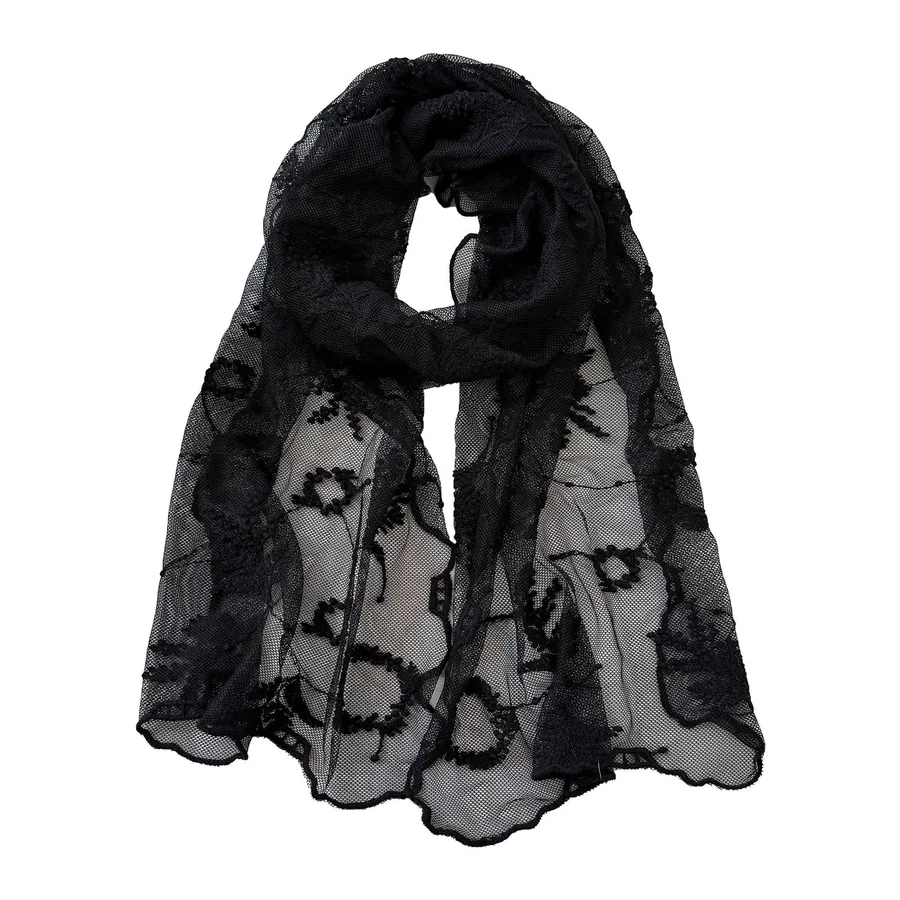 Lace Scarf with Solid Color view 5