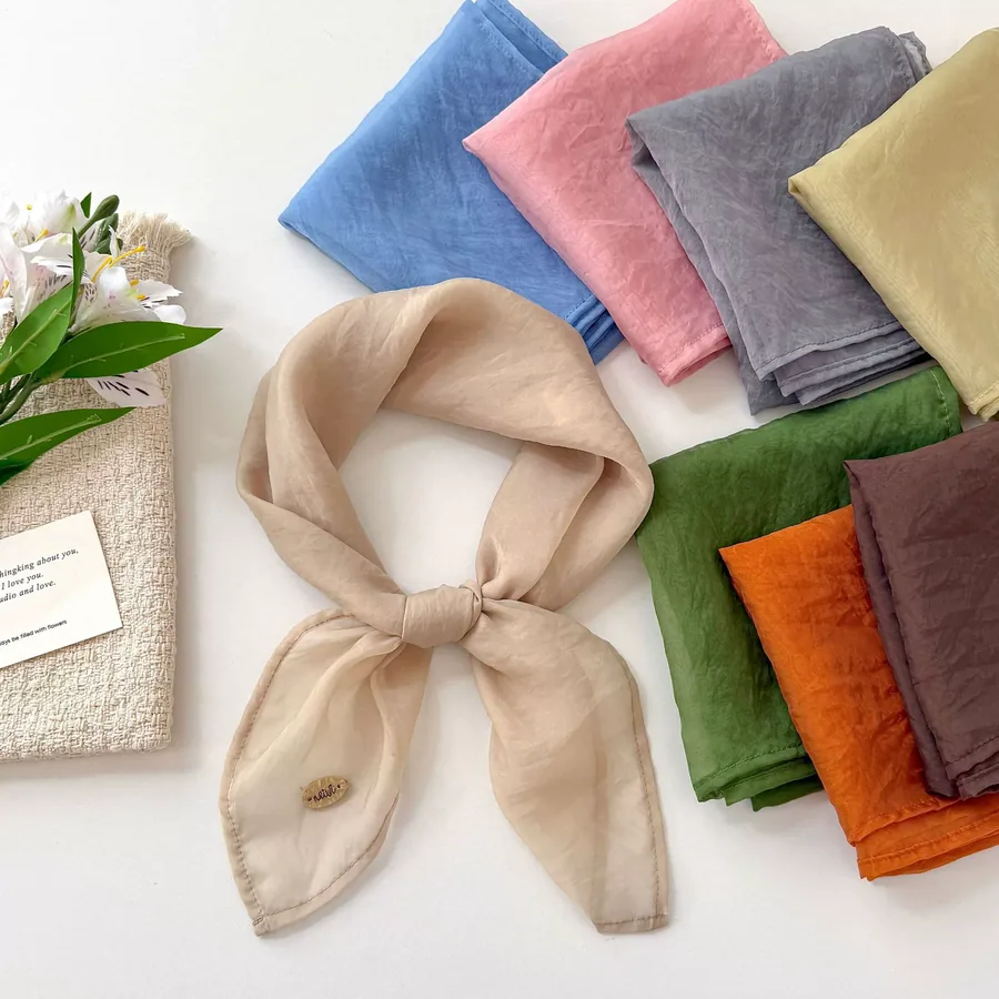 Polyester Square Scarf with Solid Color