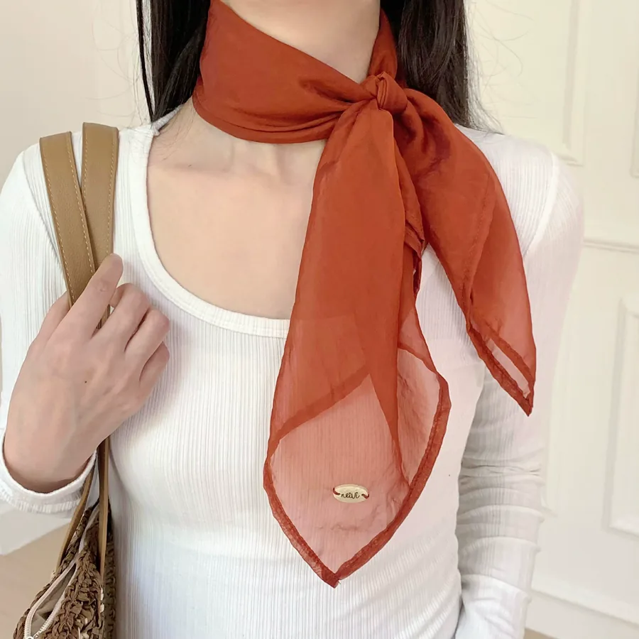 Polyester Square Scarf with Solid Color view 3