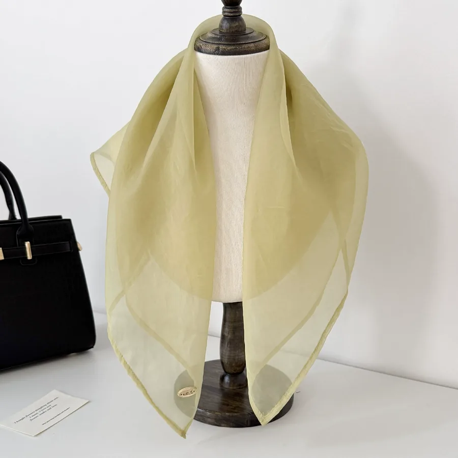 Polyester Square Scarf with Solid Color view 4