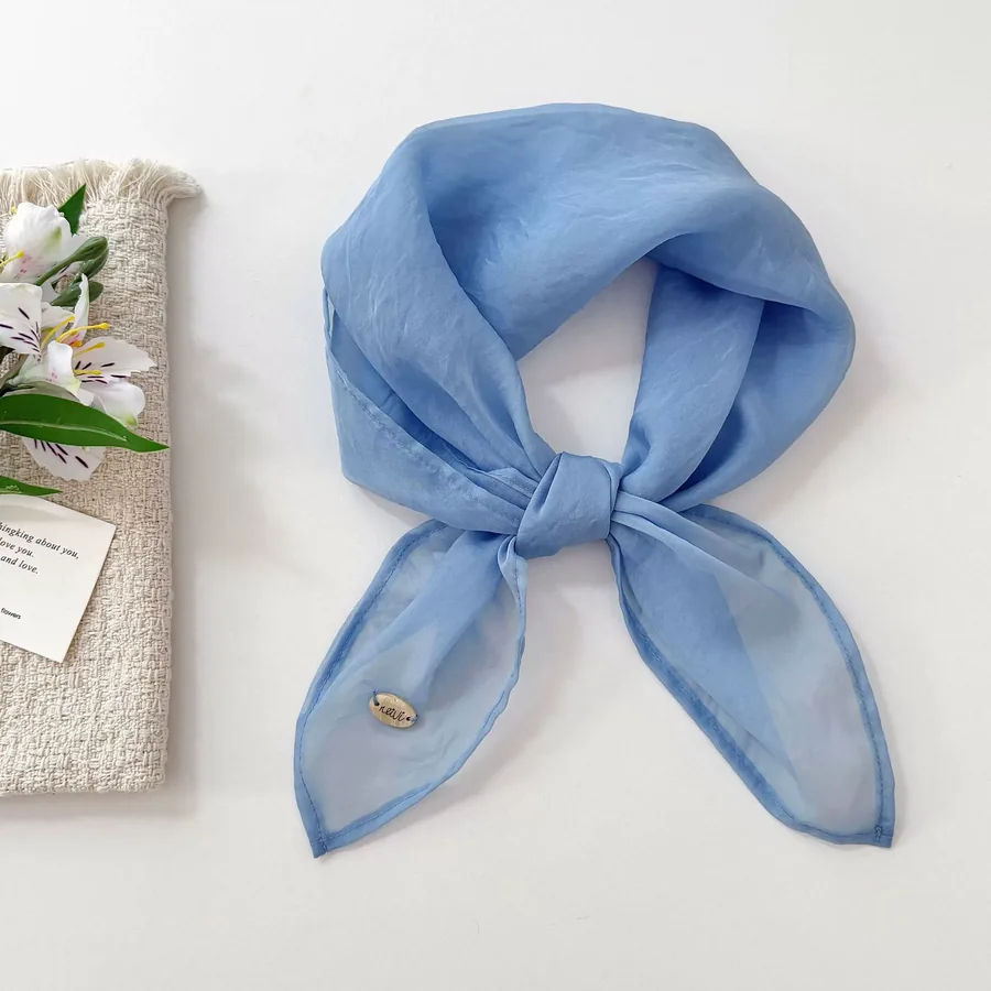 Polyester Square Scarf with Solid Color view 6