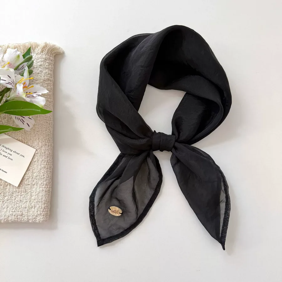Polyester Square Scarf with Solid Color view 7