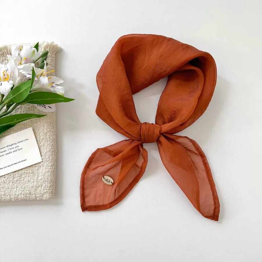 Polyester Square Scarf with Solid Color view 8