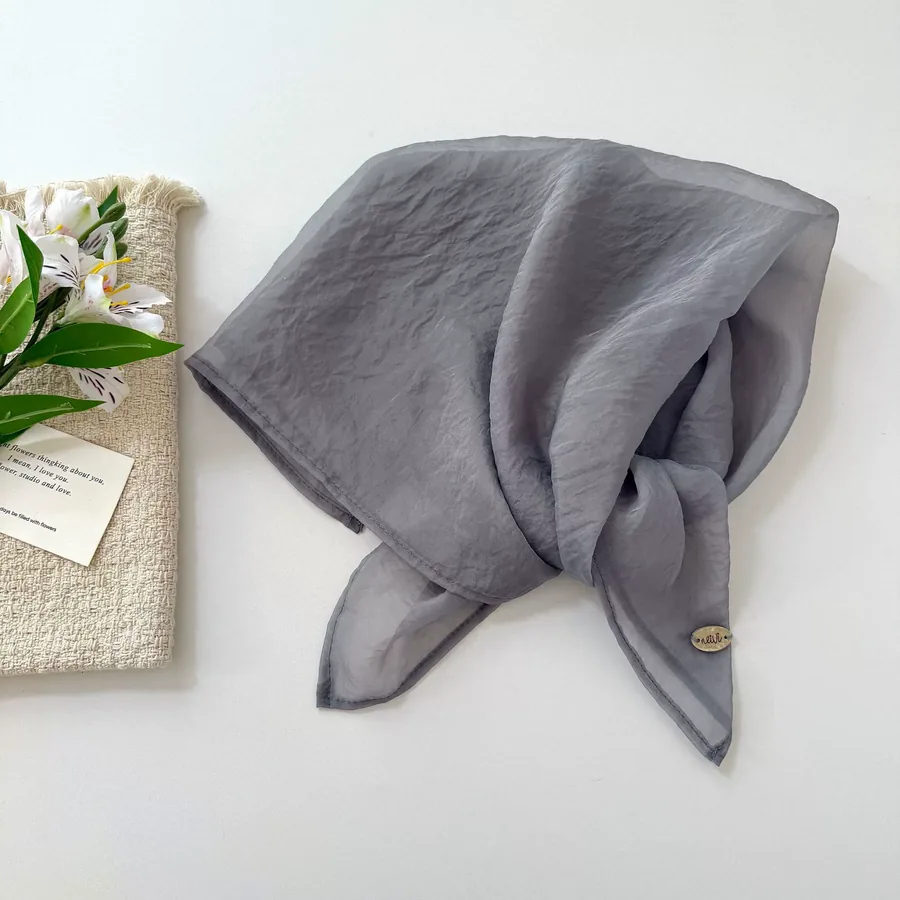 Polyester Square Scarf with Solid Color view 9