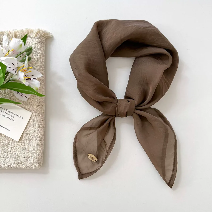 Polyester Square Scarf with Solid Color view 10