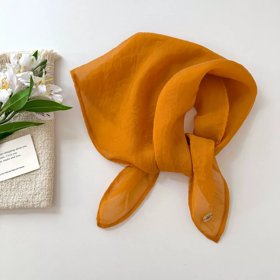 Polyester Square Scarf with Solid Color view 12