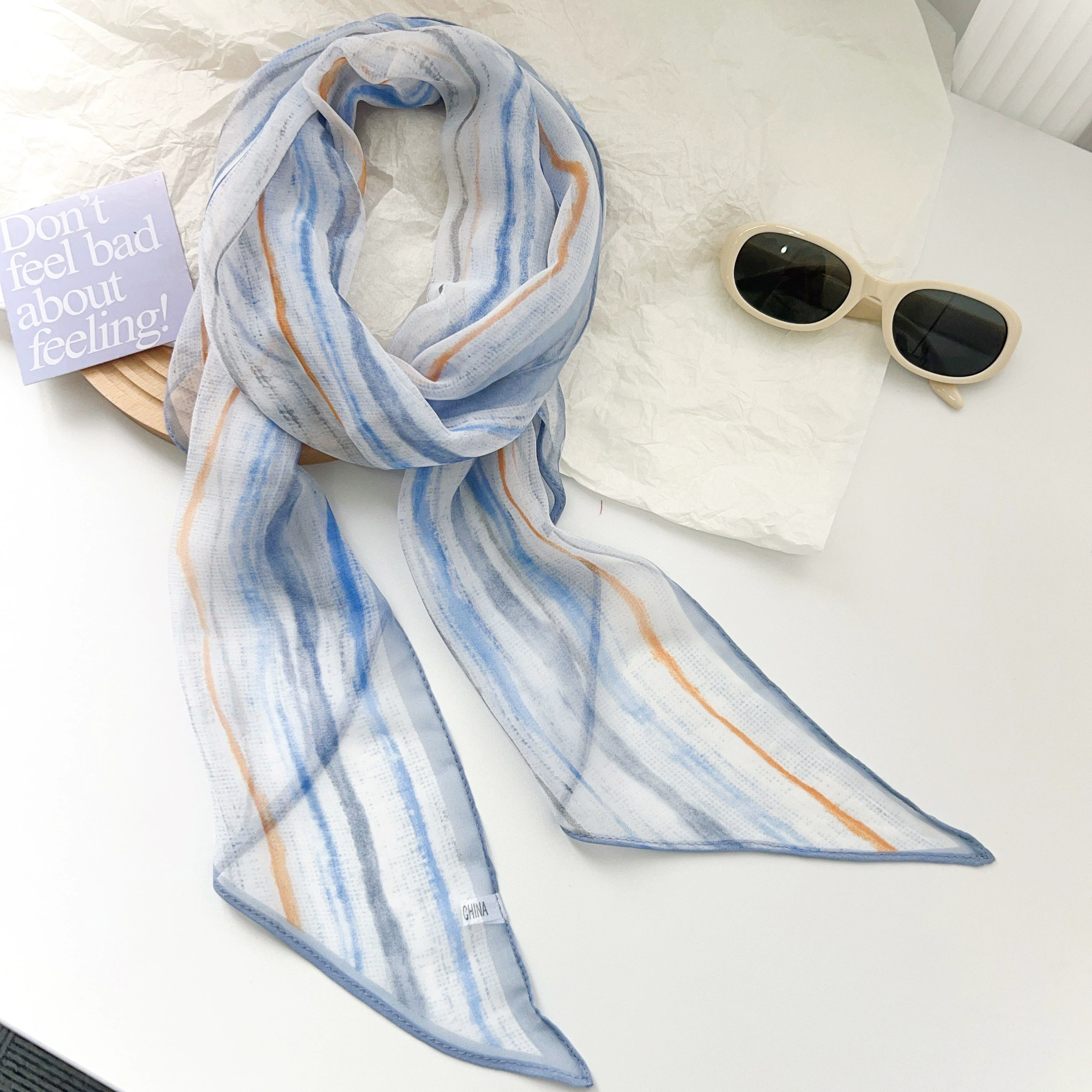 Chiffon Stripe Long Scarf view 2