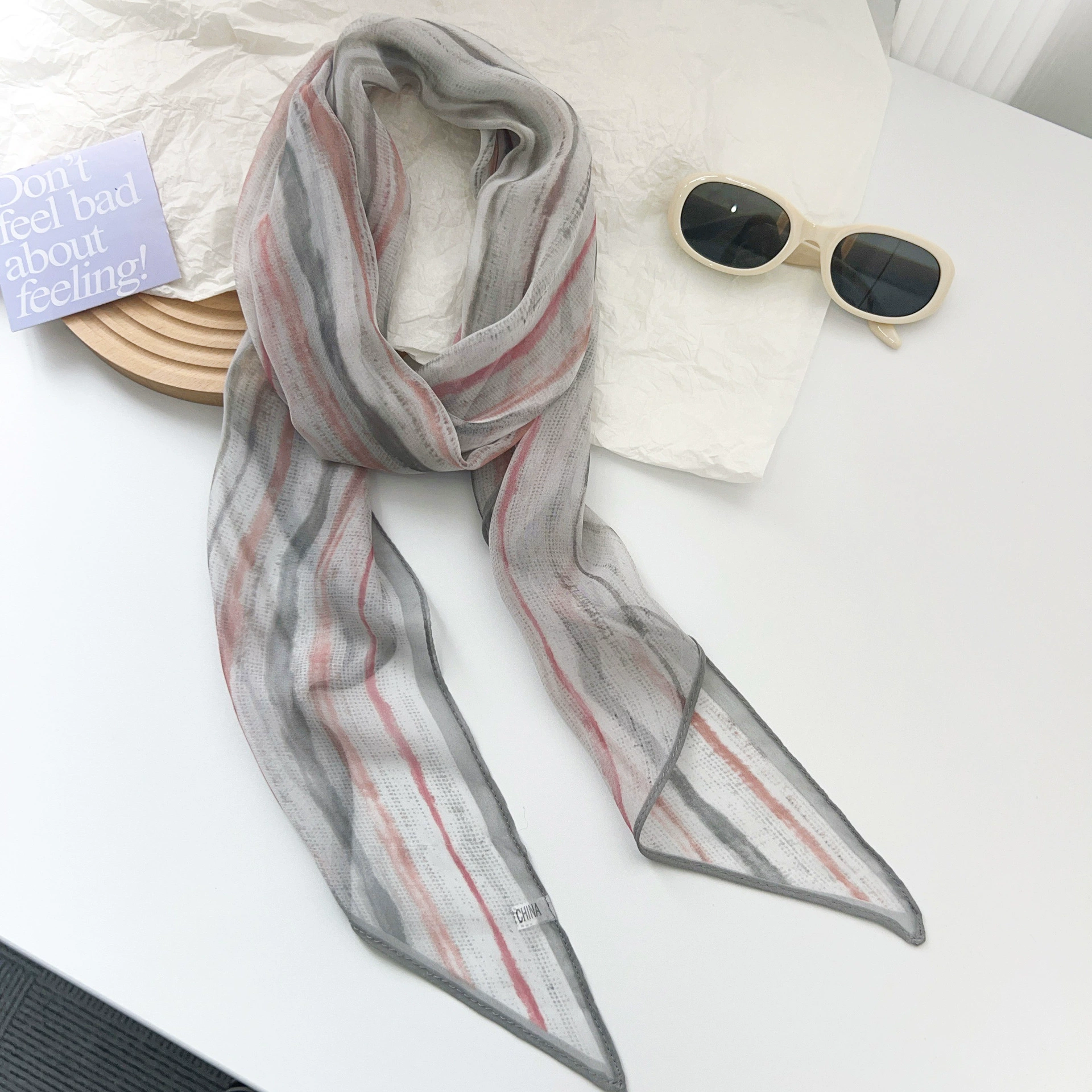 Chiffon Stripe Long Scarf view 4