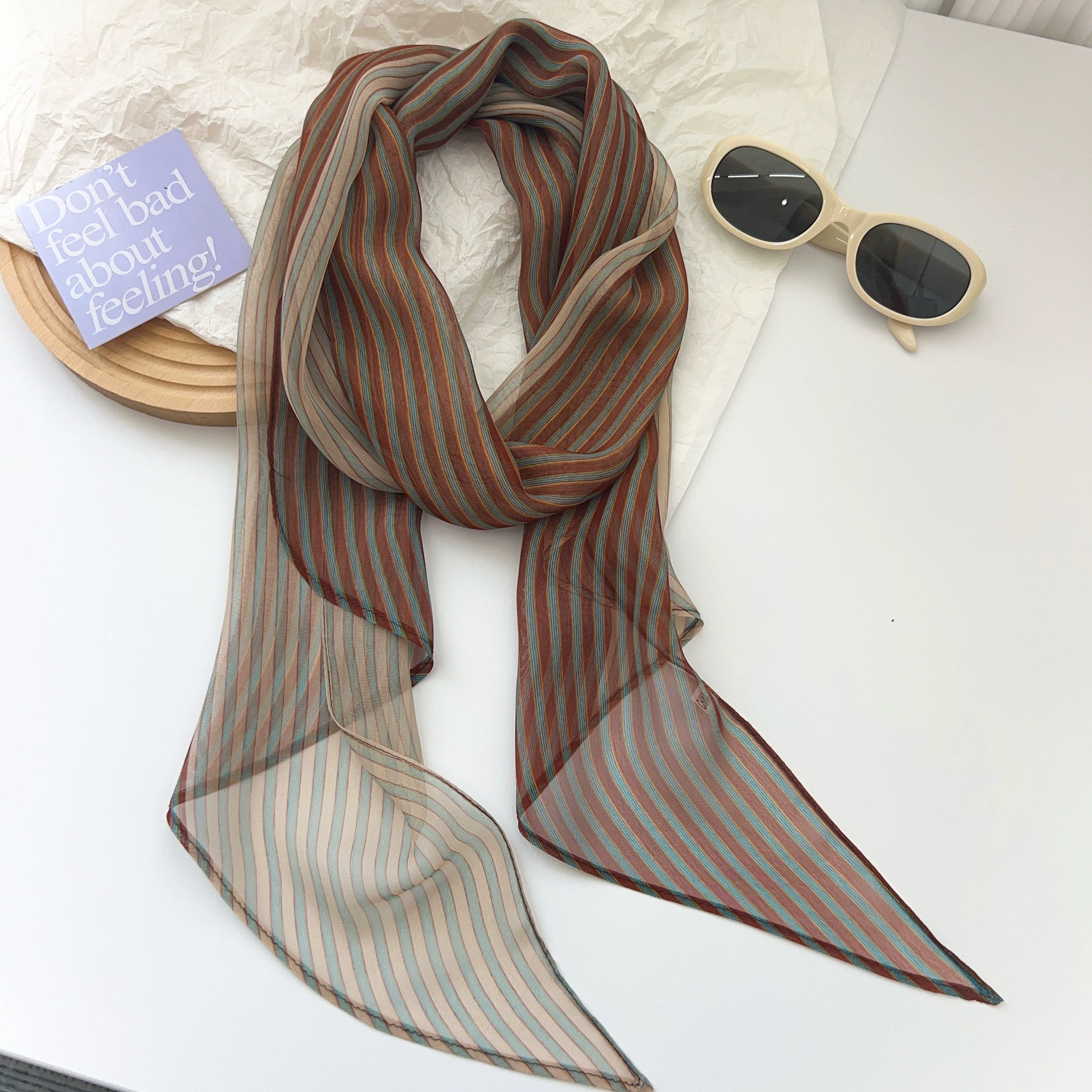 Chiffon Colorblock Long Scarf view 3