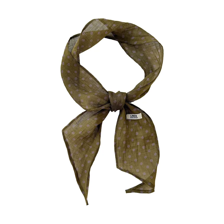 Linen Polka Dot Scarf with Tie view 5