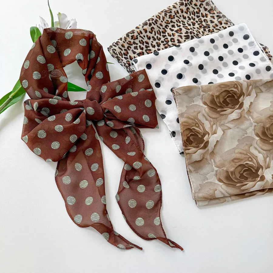 Polka Dot Long Silk Scarf view 2
