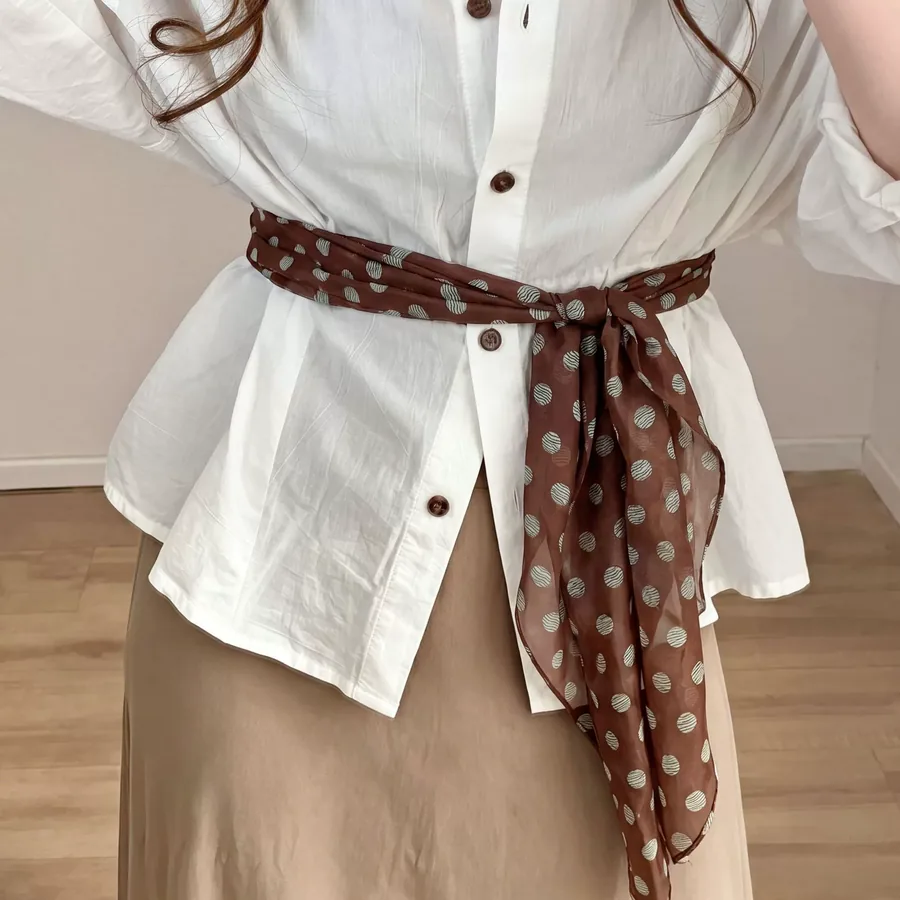 Polka Dot Long Silk Scarf view 4