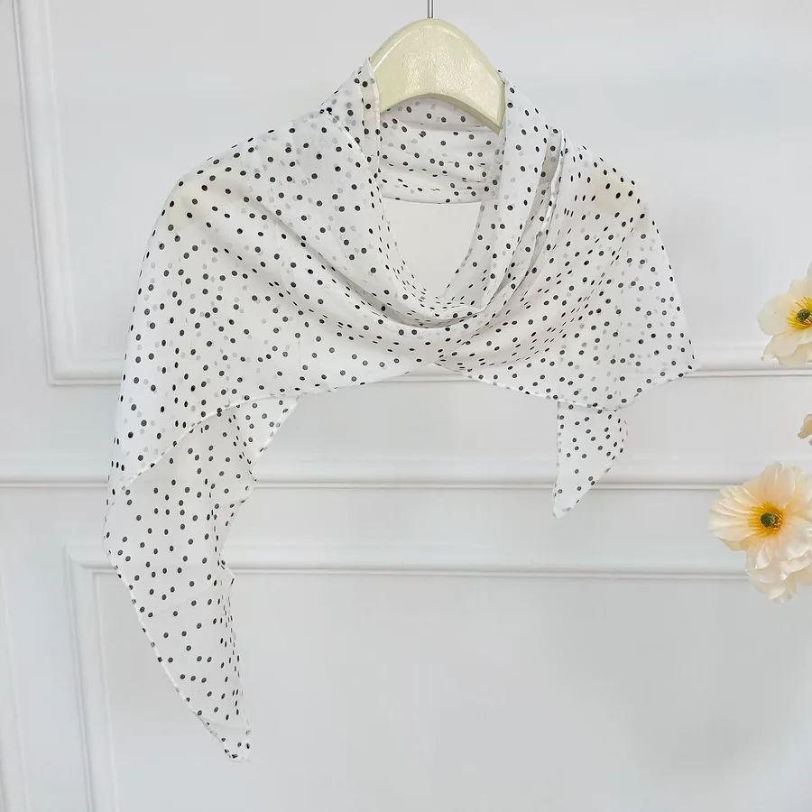Polka Dot Long Silk Scarf view 6