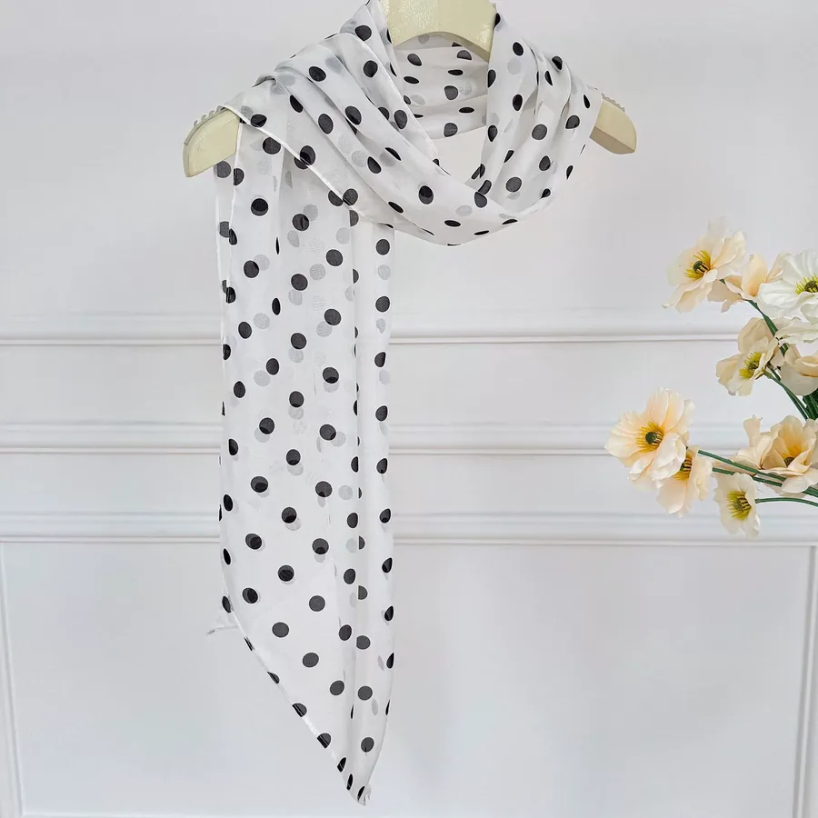 Polka Dot Long Silk Scarf view 7