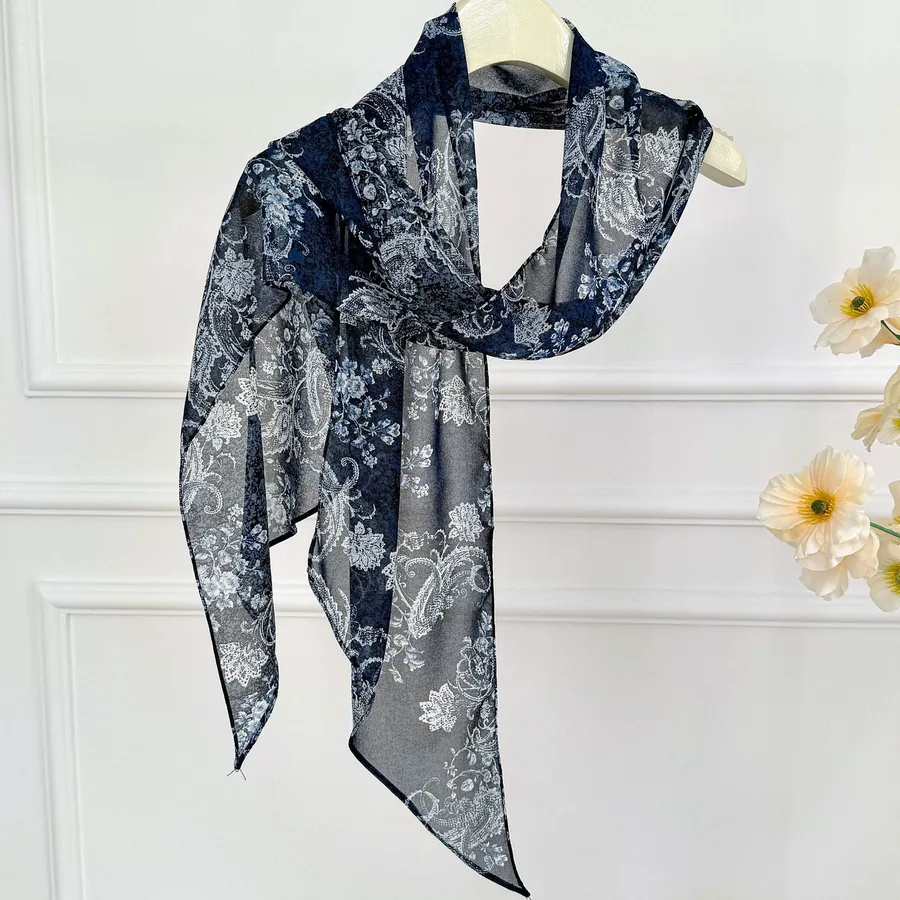Polka Dot Long Silk Scarf view 10
