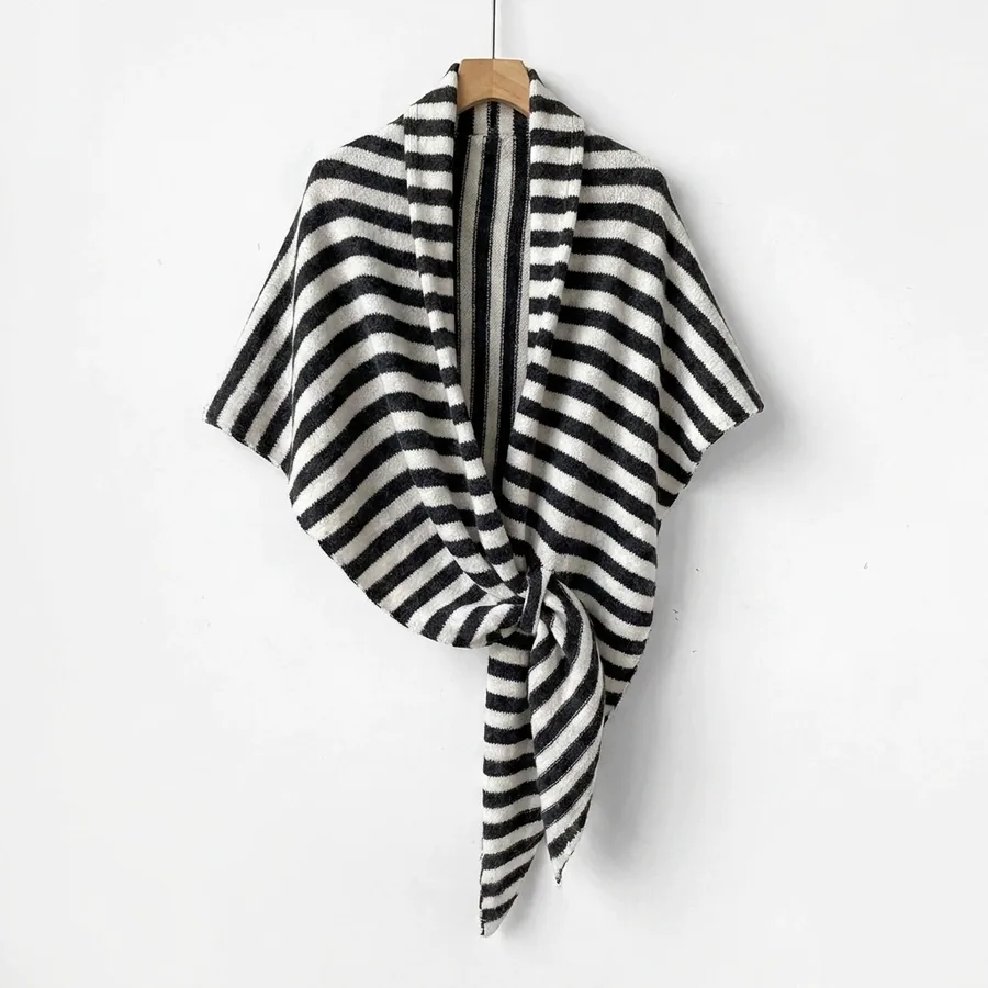 Striped Triangle Shawl view 6
