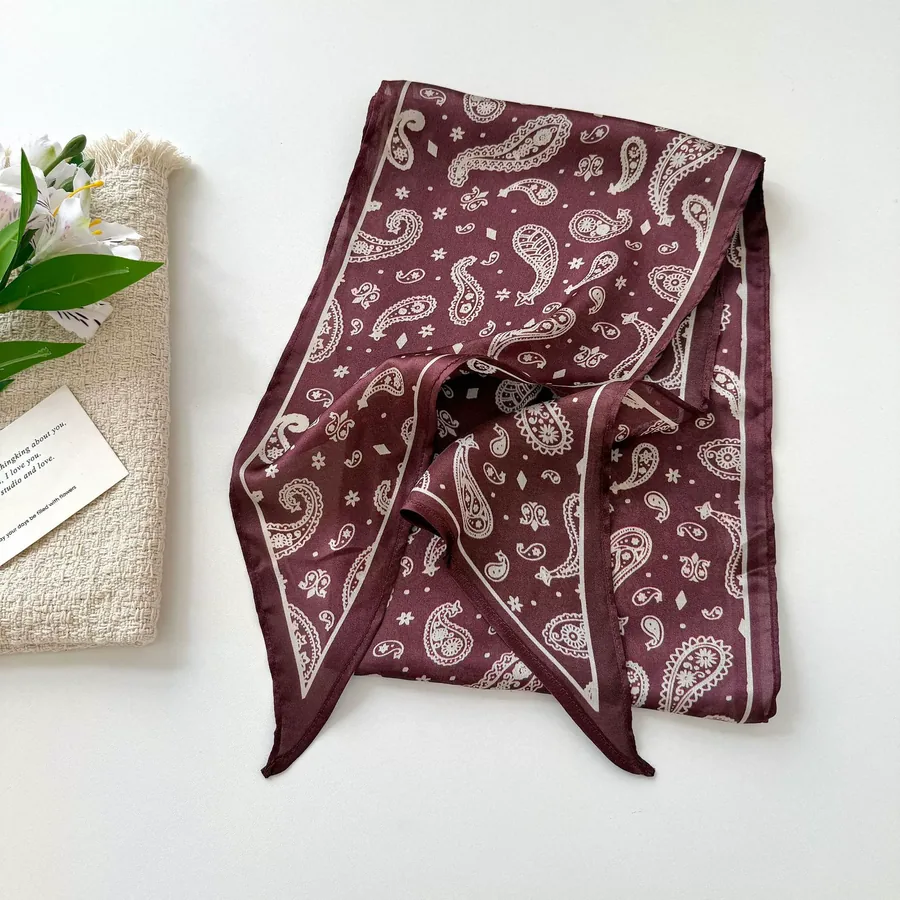 Polyester Scarf with Check and Polka Dot view 6