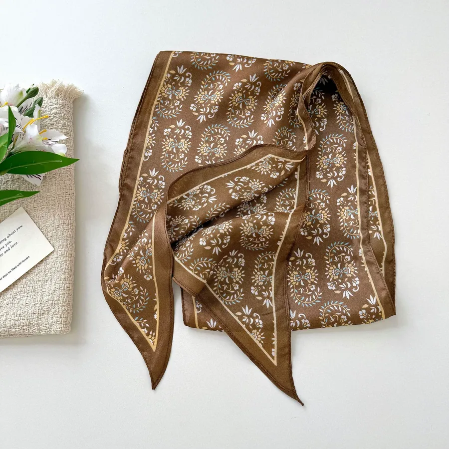Polyester Scarf with Check and Polka Dot view 11