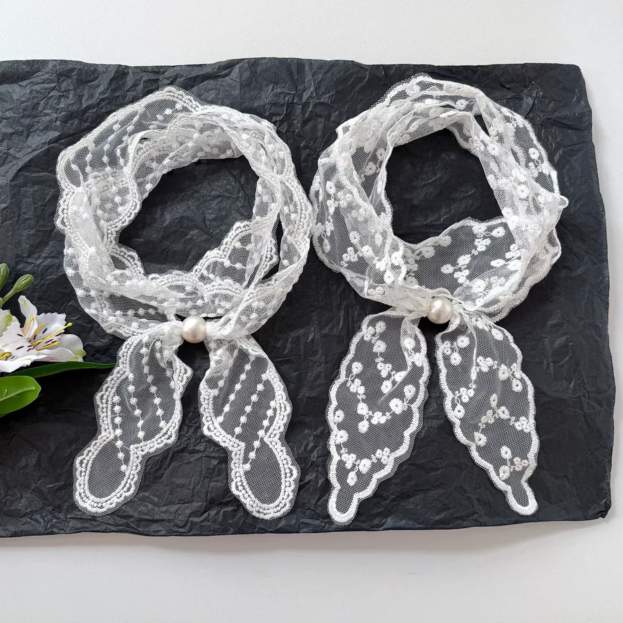 Lace Scarf with Pearl Button