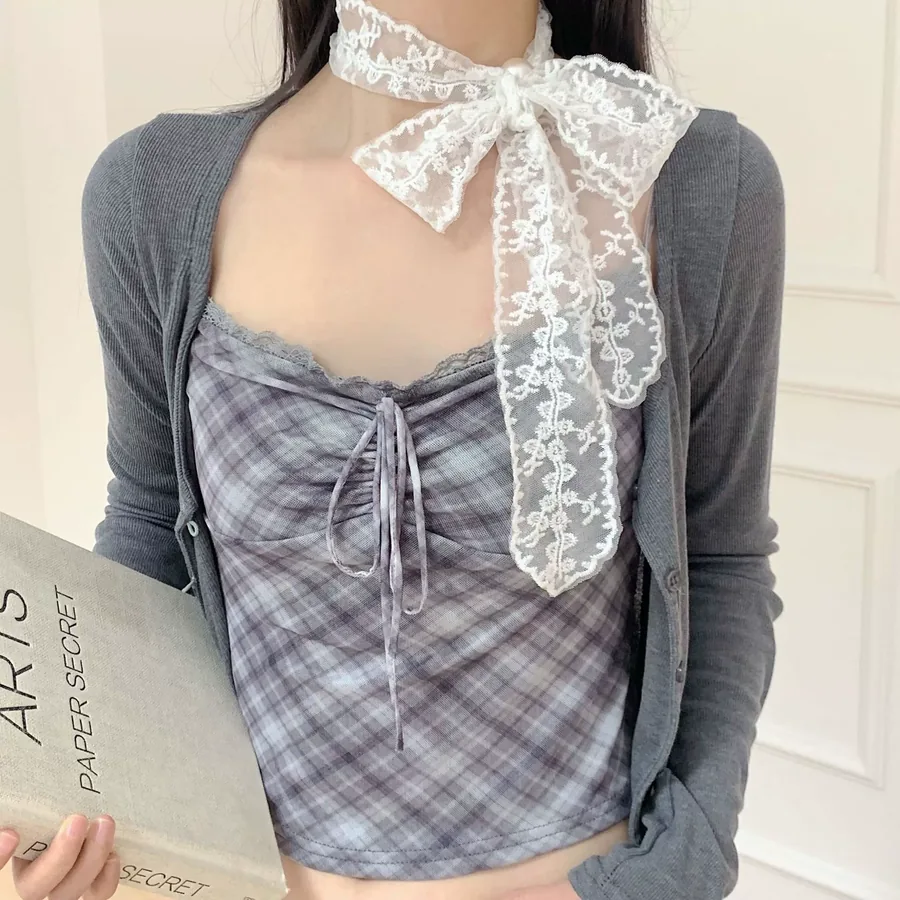 Lace Scarf with Pearl Button view 2