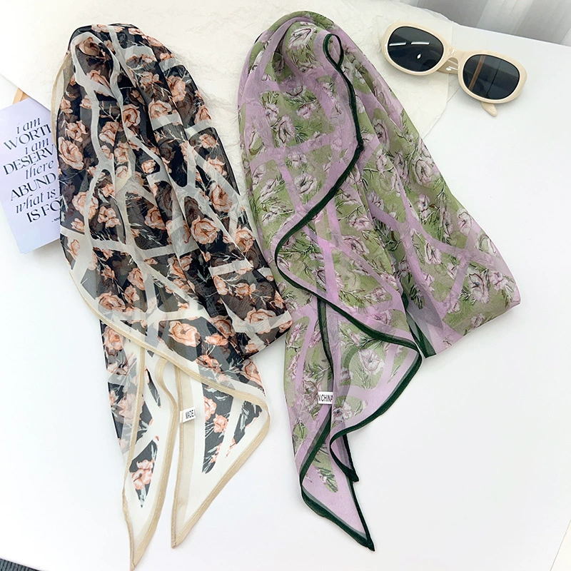 Chiffon Floral Long Scarf