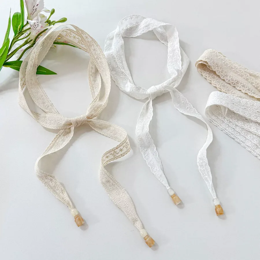 Lace Long Scarf with Tie