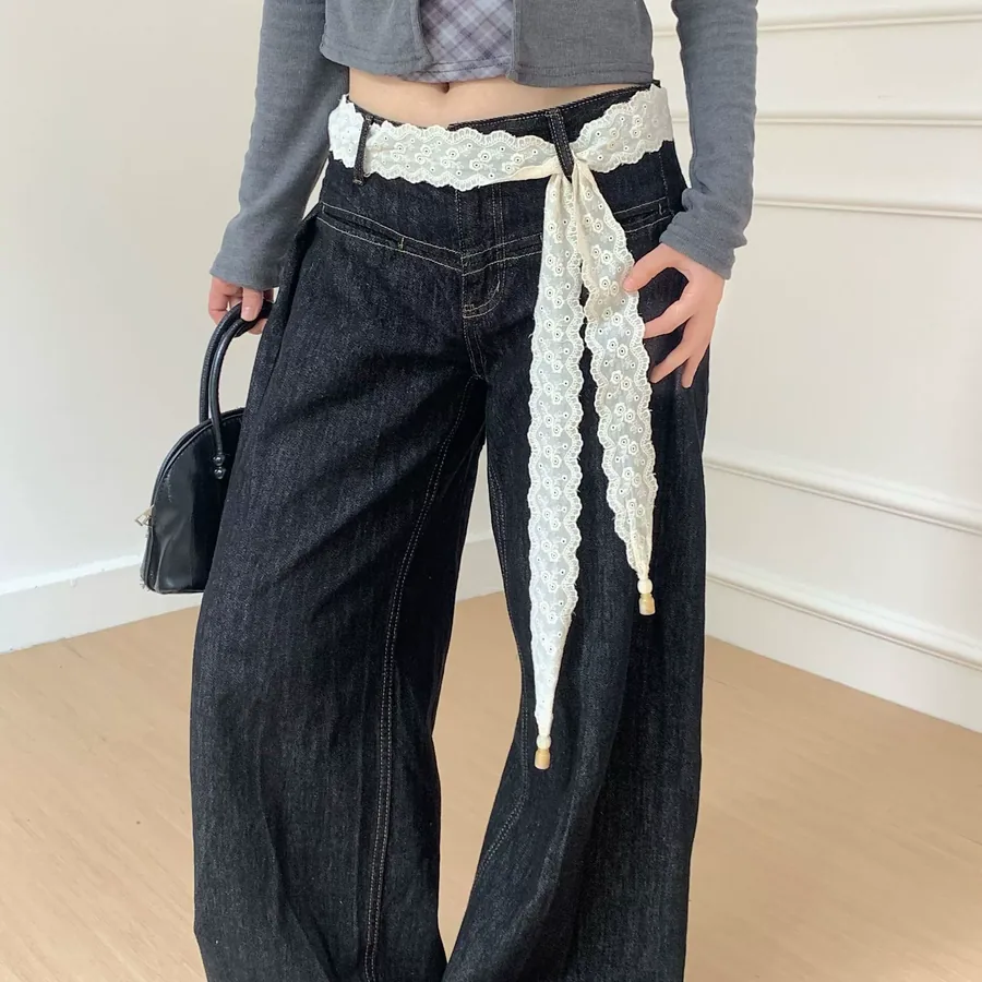 Lace Long Scarf with Tie view 4