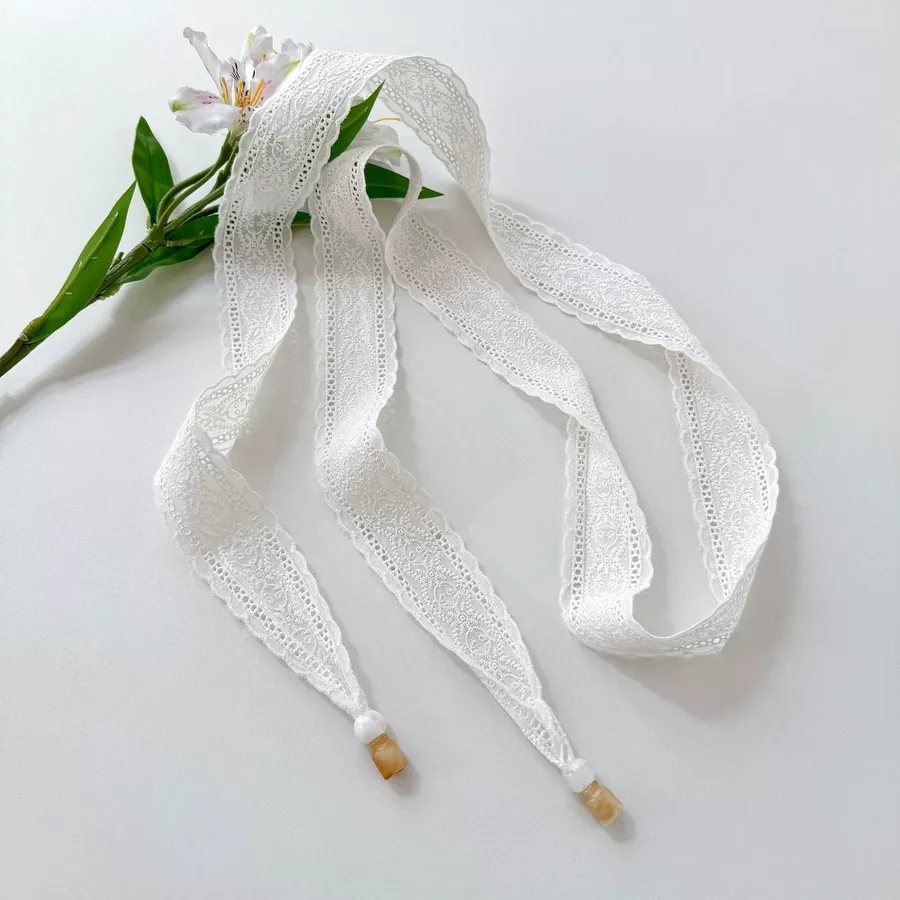 Lace Long Scarf with Tie view 6