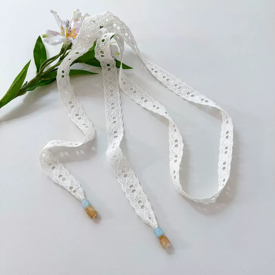 Lace Long Scarf with Tie view 7