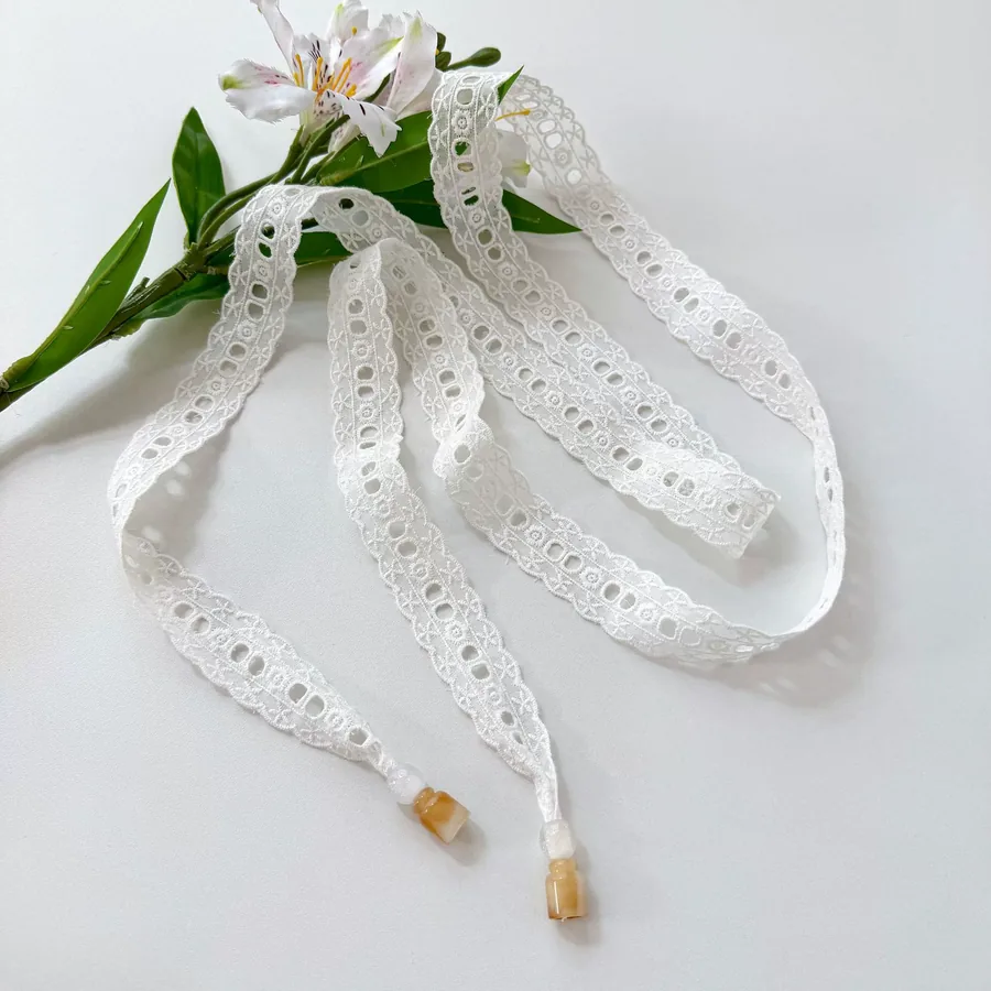 Lace Long Scarf with Tie view 9
