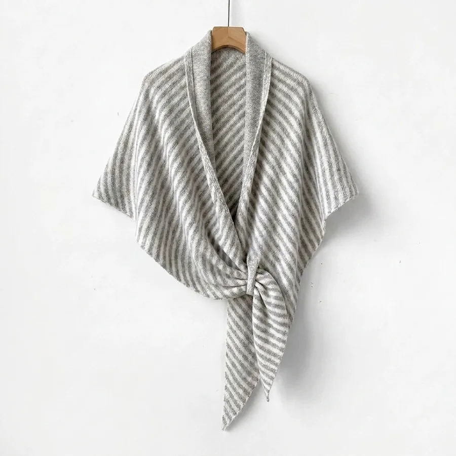 Striped Triangle Shawl view 7