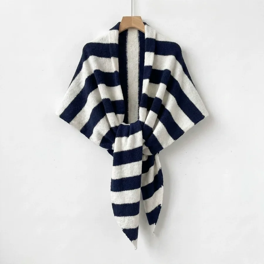Striped Triangle Shawl view 7