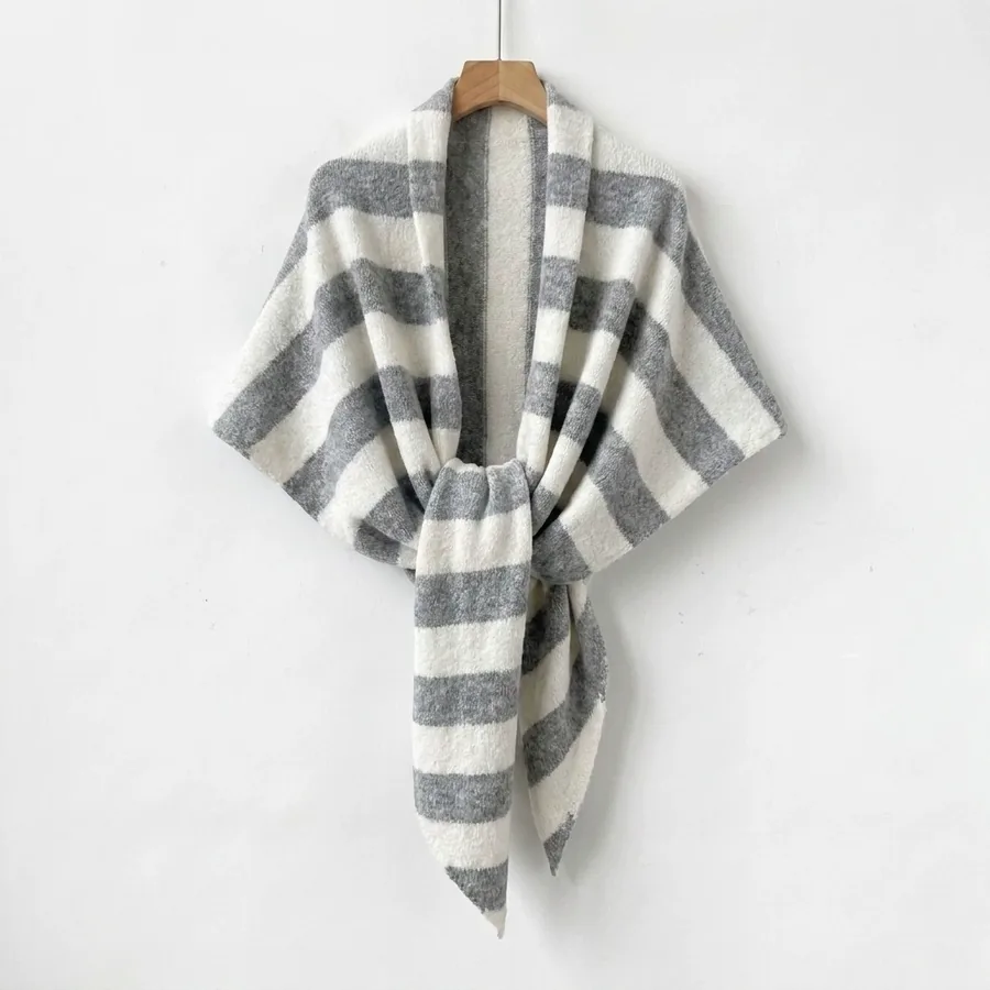Striped Triangle Shawl view 8