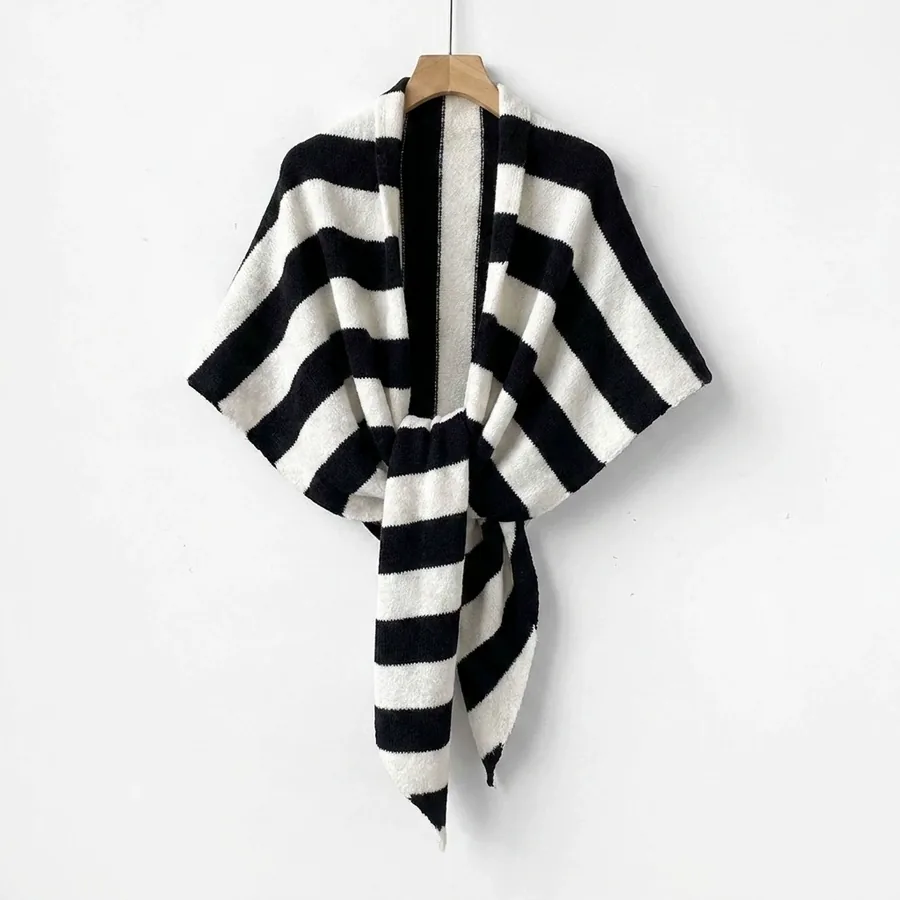 Striped Triangle Shawl view 9