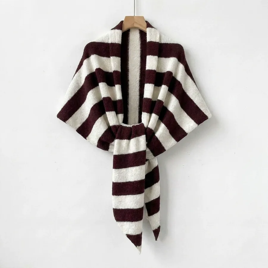 Striped Triangle Shawl view 10