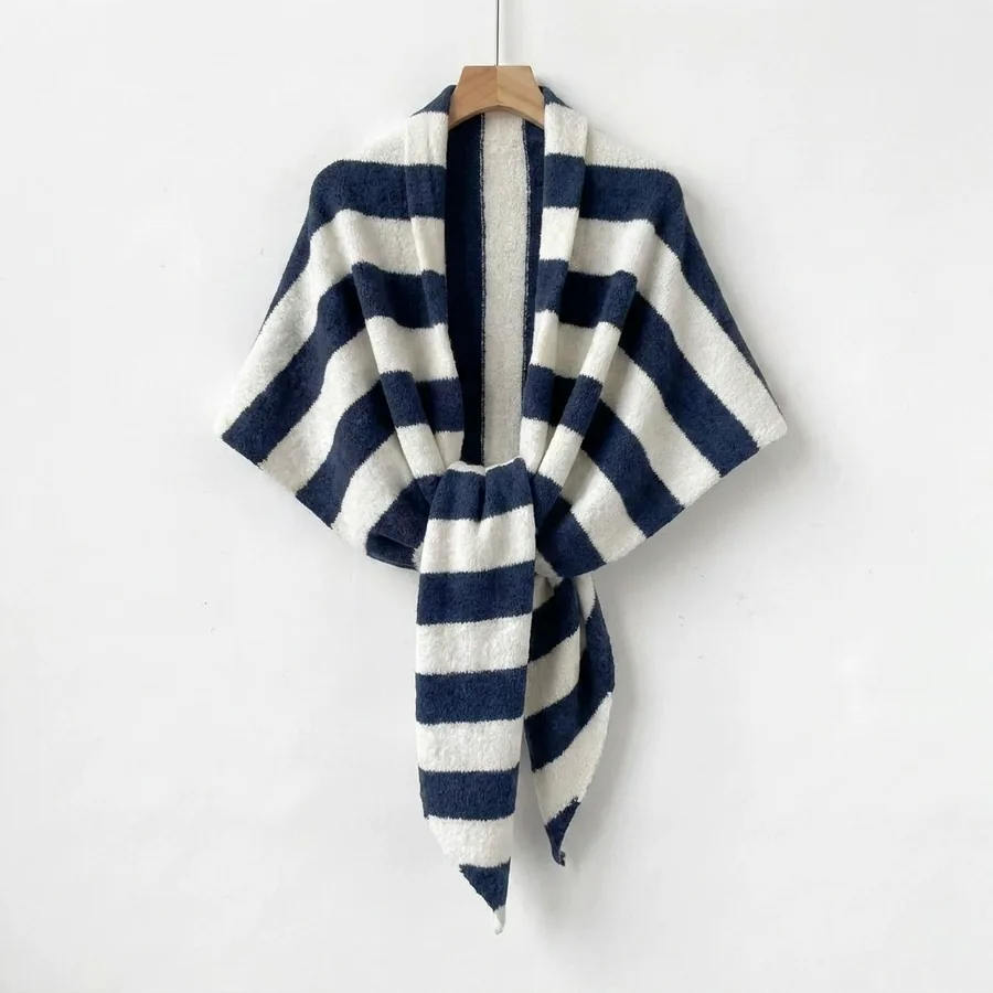 Striped Triangle Shawl view 12