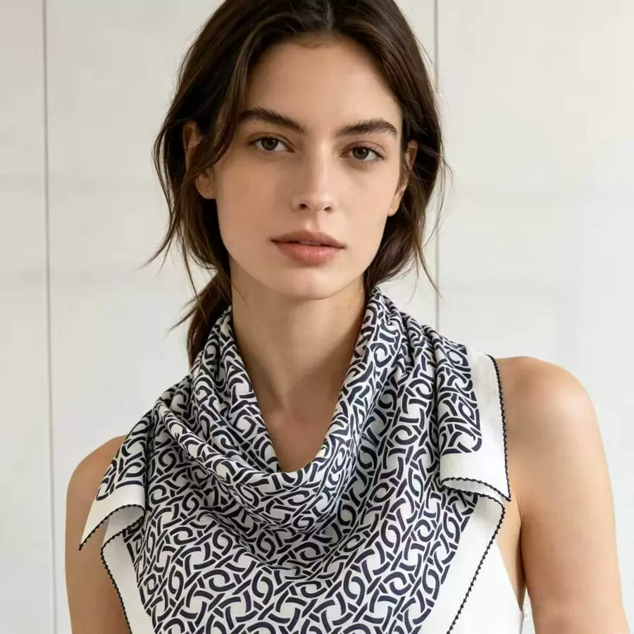 Foulard carré en soie à dentelle