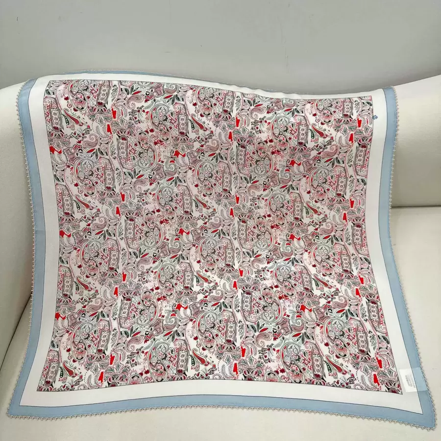 Private label silk scarf with woven brand