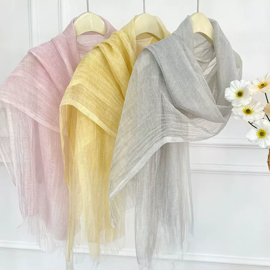 Tassel Scarf with Sheer Fabric
