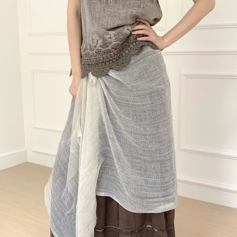 Tassel Scarf with Sheer Fabric view 4