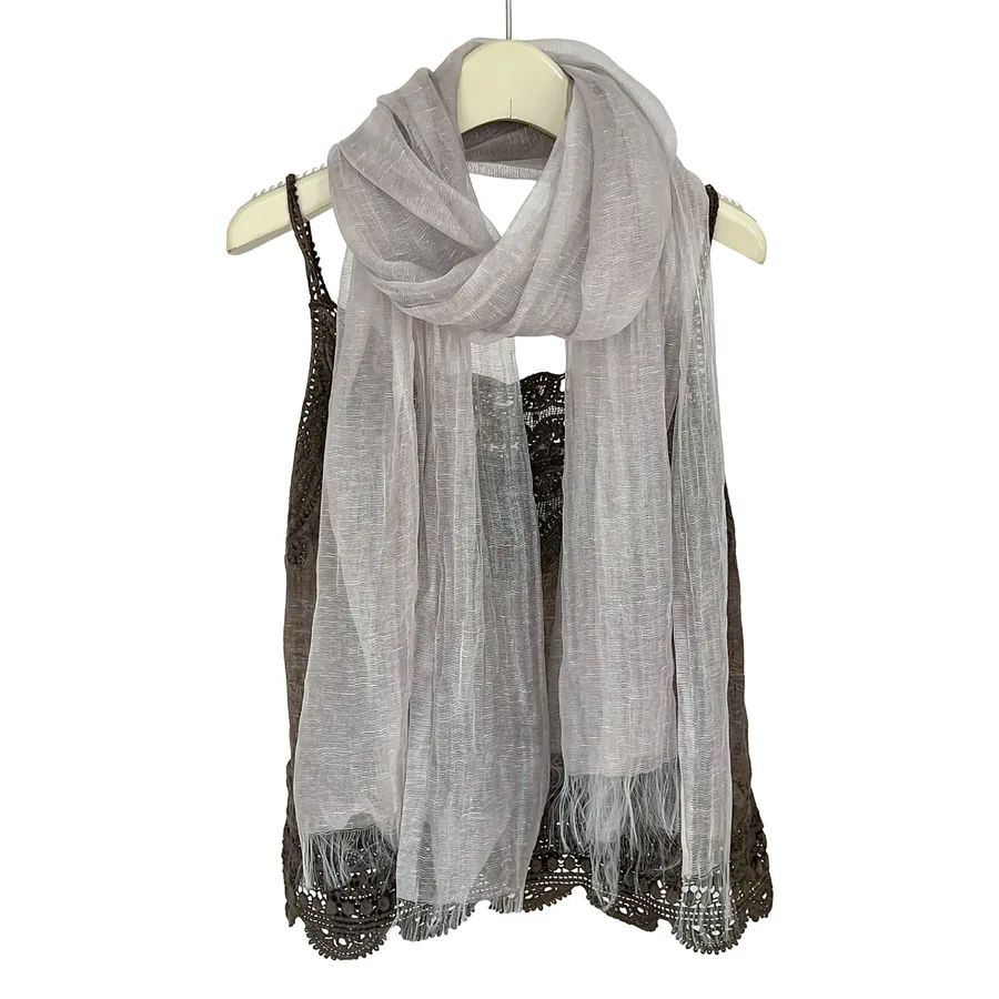 Tassel Scarf with Sheer Fabric view 5