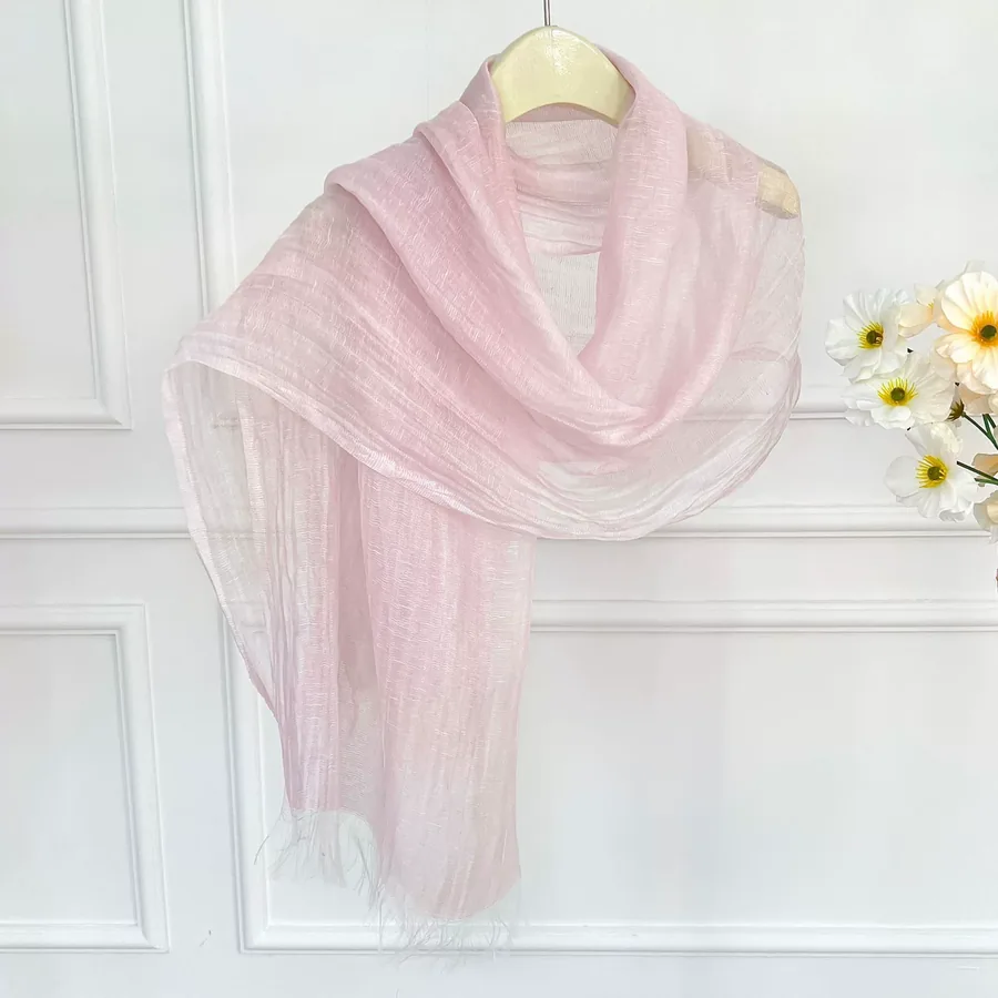 Tassel Scarf with Sheer Fabric view 6