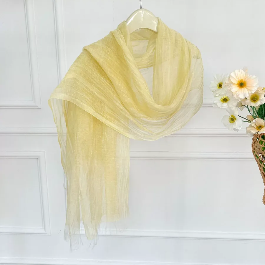 Tassel Scarf with Sheer Fabric view 7