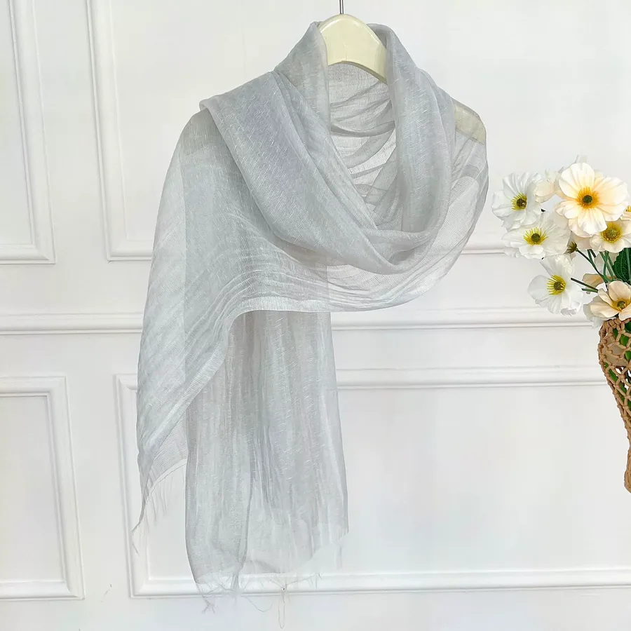 Tassel Scarf with Sheer Fabric view 9