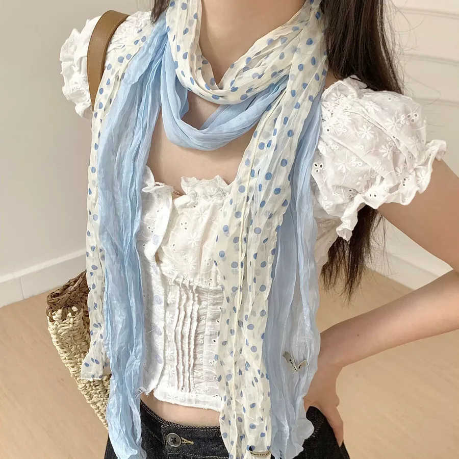Pleated Shawl with Polka Dot view 3