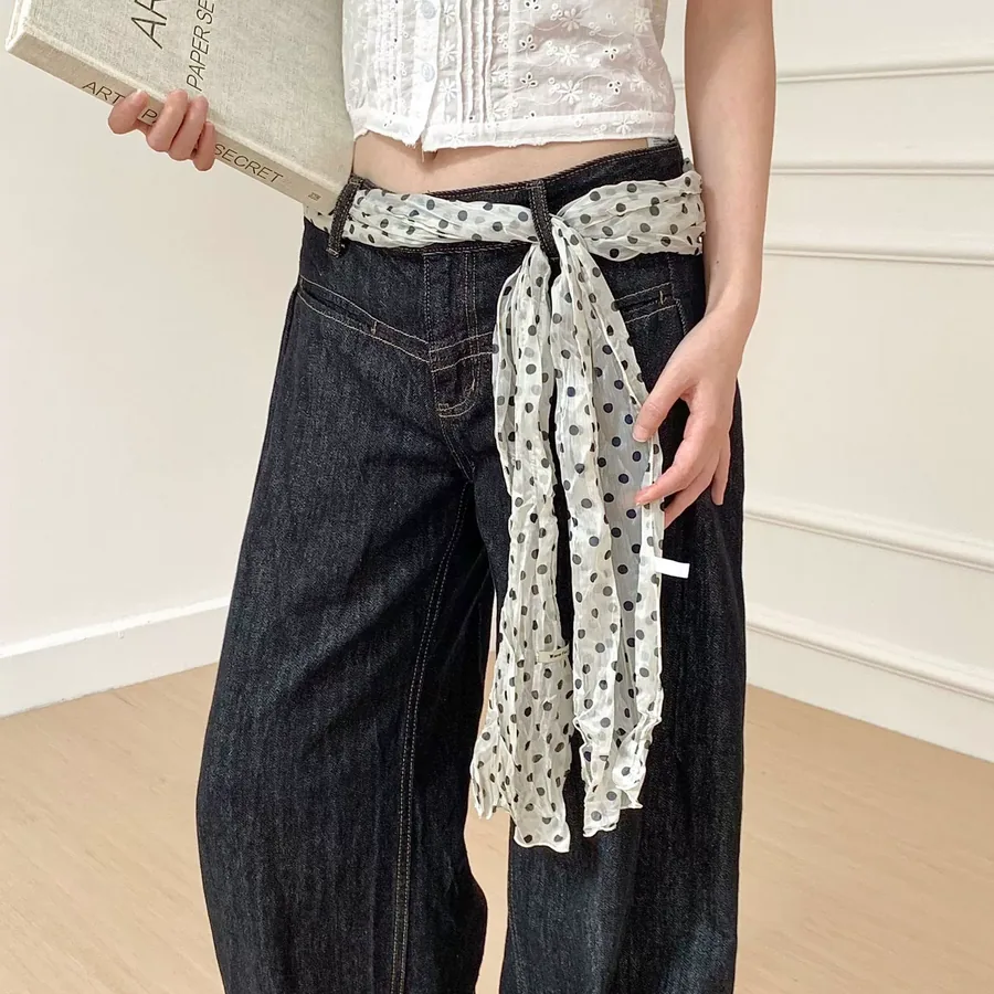 Pleated Shawl with Polka Dot view 4