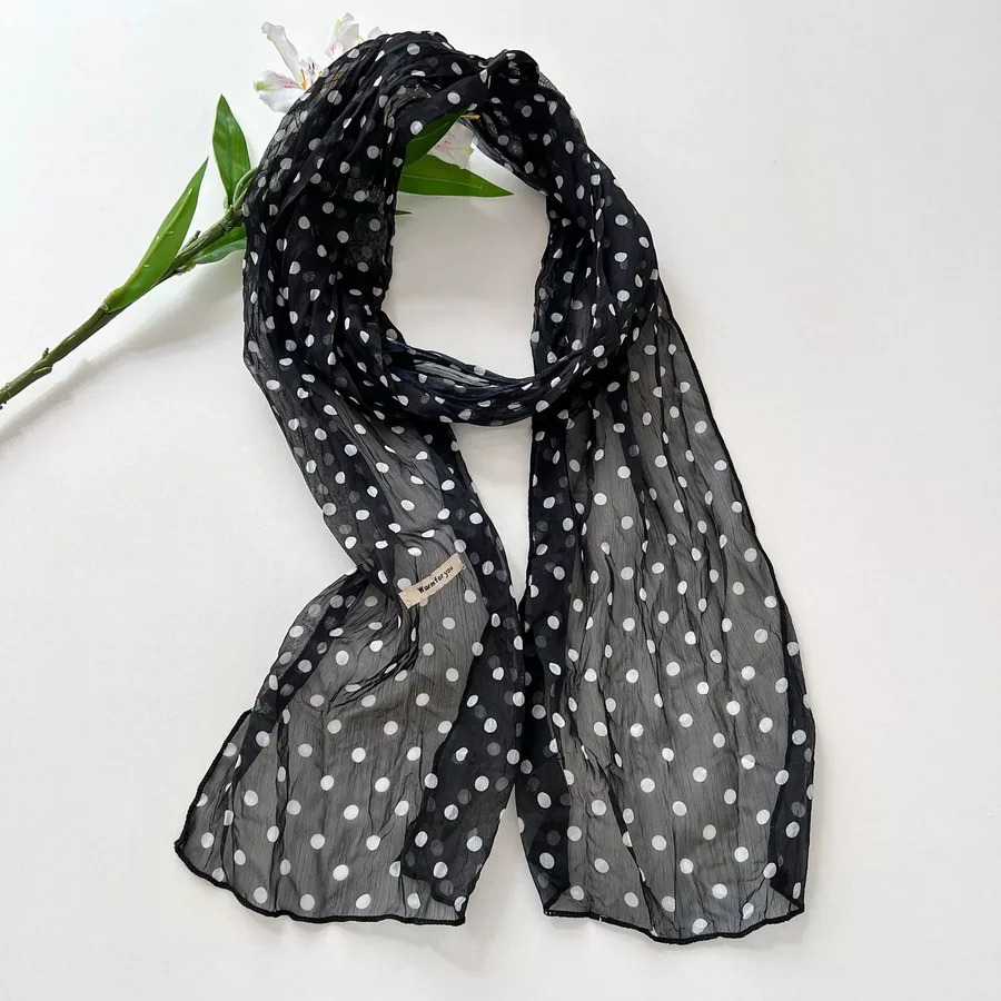 Pleated Shawl with Polka Dot view 9