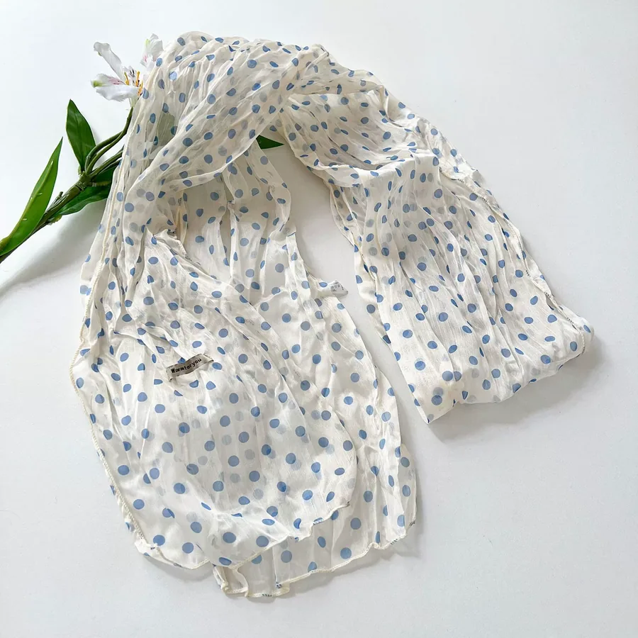 Pleated Shawl with Polka Dot view 12