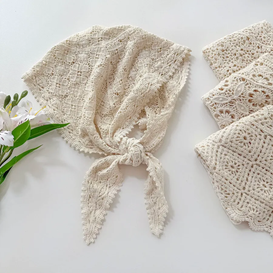 Lace Triangle Scarf with Hollow Out view 2