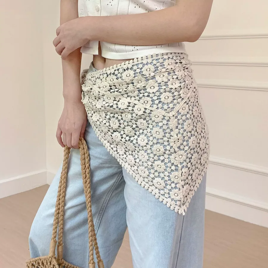 Lace Triangle Scarf with Hollow Out view 4